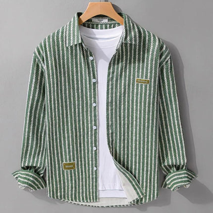 Men's Loose-Fit Striped Linen Silk Cardigan – Lightweight Daily Outerwear