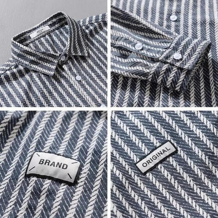 Men's Loose-Fit Striped Linen Silk Cardigan – Lightweight Daily Outerwear