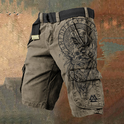 Men’s Straight Fit Digital Print Cargo Shorts – Mid Waist Summer Overalls