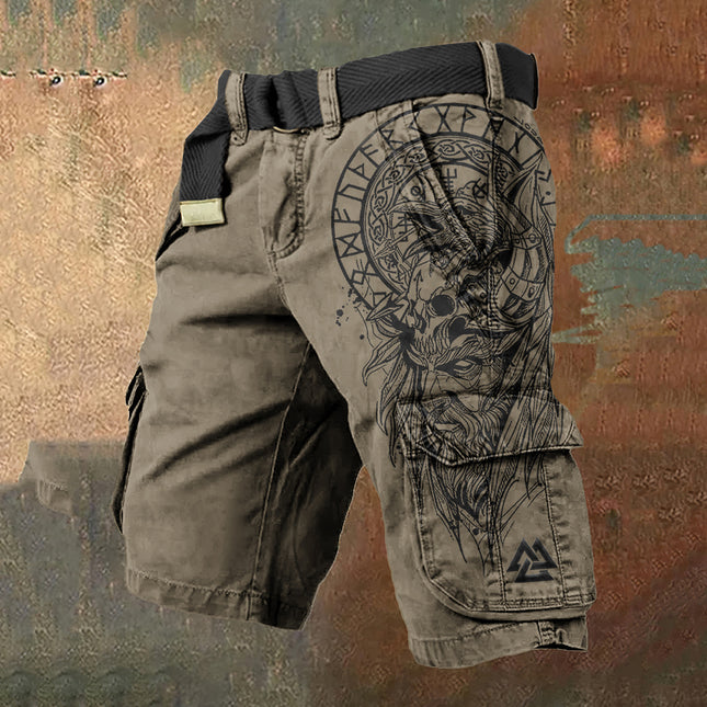 Men’s Straight Fit Digital Print Cargo Shorts – Mid Waist Summer Overalls