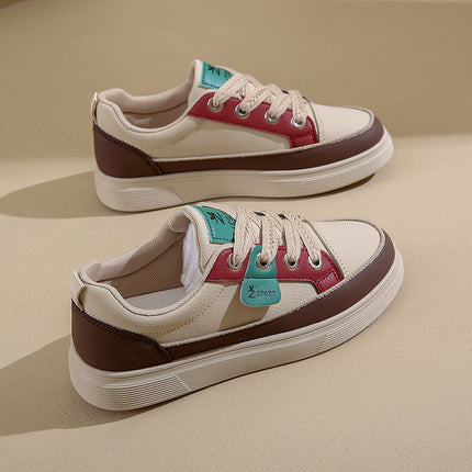 Casual Platform Sneakers with Front Lace-Up and Mesh Lining for Women