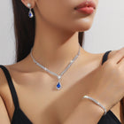 Women's Rhinestone Jewelry Set – Earrings, Necklace, and Bracelet