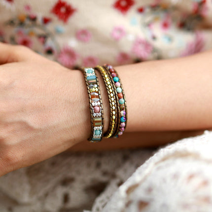 Handmade Semi-Precious Stone National Style Couple Bracelet