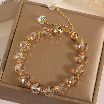 Hand-Woven Crystal Drop Bracelet – Minimalist Geometric Design