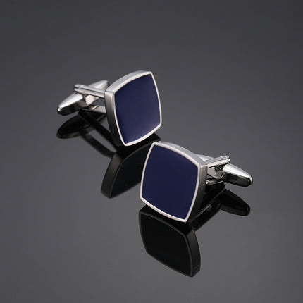 Men’s Square French Cufflinks – Blue Background Design