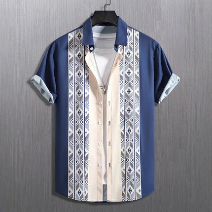 Men’s Summer Plaid Digital Print Cardigan Shirt