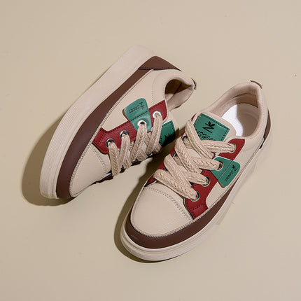 Casual Platform Sneakers with Front Lace-Up and Mesh Lining for Women