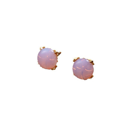 Unisex Opal Stud Earrings – Electroplated Geometric Design