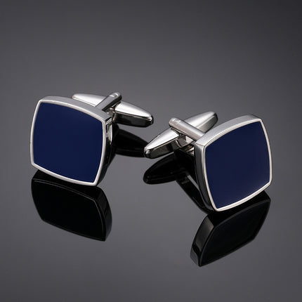 Men’s Square French Cufflinks – Blue Background Design