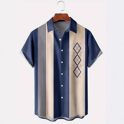 Men’s Summer Plaid Digital Print Cardigan Shirt