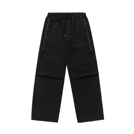 Men's Loose Fit Ankle Strap Trousers – Polyester Blend, Streetwear Style