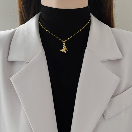 Cartoon Butterfly Pendant Necklace – Titanium Steel Chain