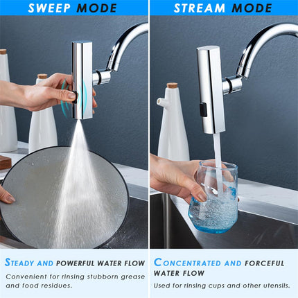 Kitchen Faucet Waterfall Bubbler – 360° Rotating Splash-Proof Nozzle
