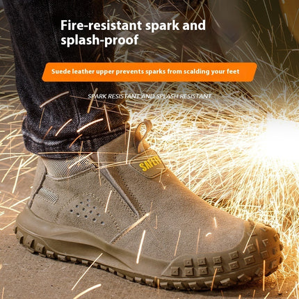 Industrial Safety Suede Leather Steel Toe Work Boots