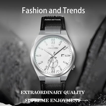 Men’s Stainless Steel Quartz Watch – Waterproof & Luminous with Calendar