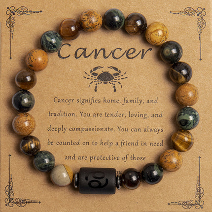 European And American New Natural Picture Tigereye Twelve Constellation Beaded Bracelet