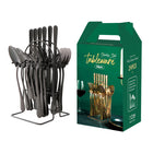 Luxury Stainless Steel Dinnerware Set – 24-Piece Cutlery with Storage Rack