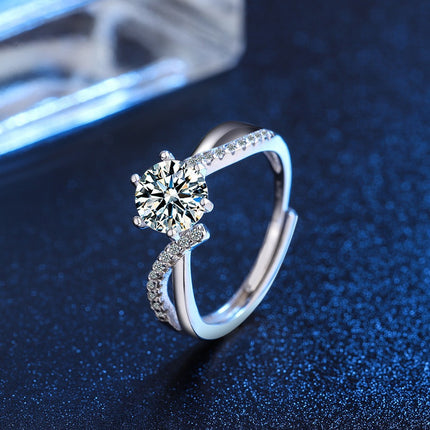 Silver-Plated Adjustable Copper Round Ring