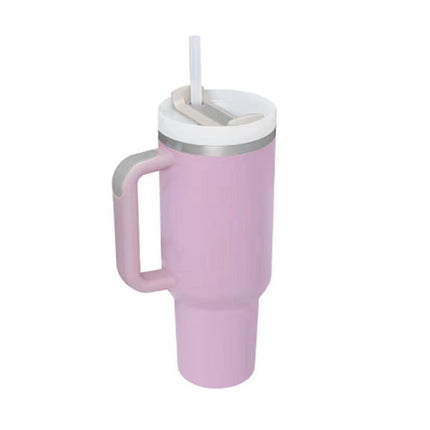 40oz Insulated Tumbler with Handle, Straw & Spill-Proof Lid