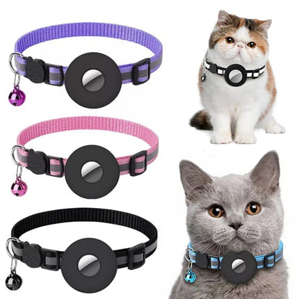 Reflective Waterproof Airtag Pet Collar – Nylon Adjustable Cat & Dog Collar with Protective Holder