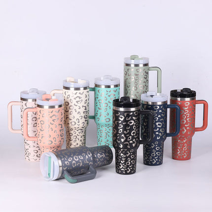 40oz Insulated Tumbler with Handle, Straw & Spill-Proof Lid