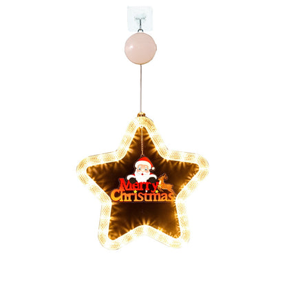 LED Five-Pointed Star Christmas Pendant Light – Battery Powered Window Hanging Decoration