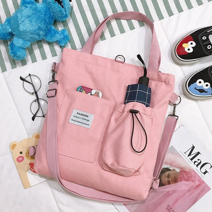 Harajuku Canvas Backpack Tote Bag – Korean Style Student Shoulder & School Bag