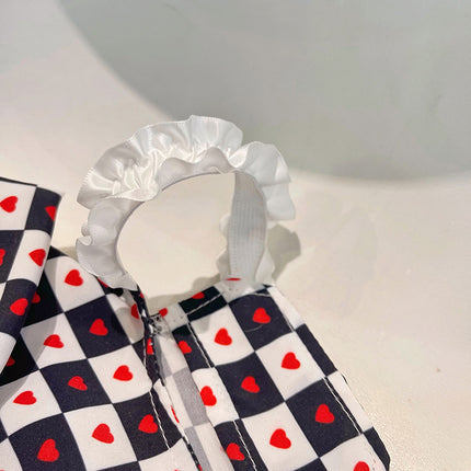 Princess-Style Black and White Checkerboard Skirt for Pets