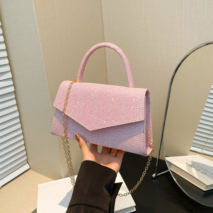 Street Trend PU Horizontal Square Handbag with Stitching Detail