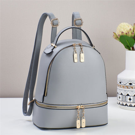 Classic PU Leather Backpack with Stitch Detail