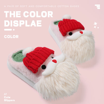 Santa Claus Plush Winter Slippers – Thick EVA Sole Cozy Christmas Indoor Shoes (Unisex)