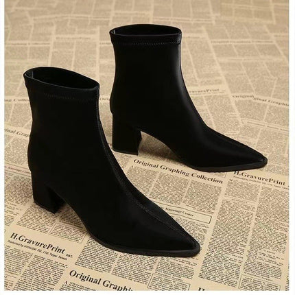 Fashion Wedge Heel Pointed Toe Casual Boots for Women