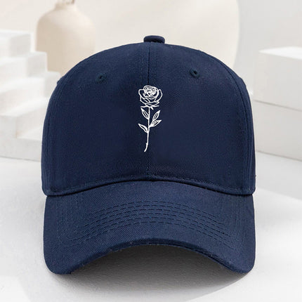 Casual Rose Embroidered Baseball Cap – Unisex Washed Vintage Hat