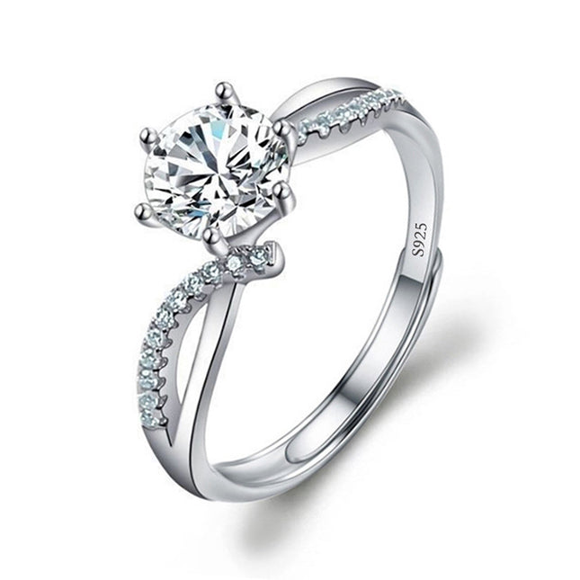 Silver-Plated Adjustable Copper Round Ring