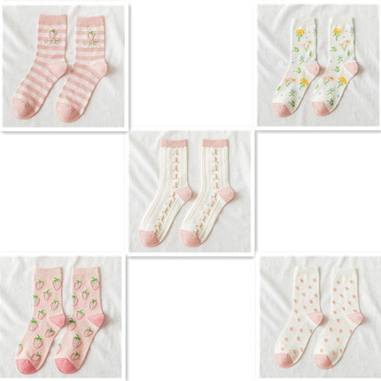 Autumn Fruit-Themed Cotton Socks