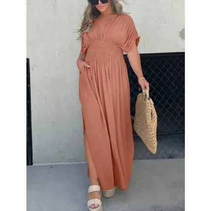 Women’s Casual Summer Short-Sleeve Dress – Lightweight Polyester Dress