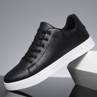 men’s Casual Low-Top Flat Shoes – Solid Color PU Leather Wear-Resistant Sneakers