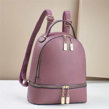 Classic PU Leather Backpack with Stitch Detail