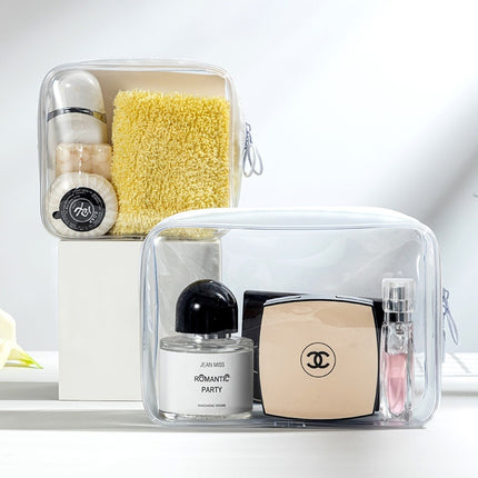3-Piece Transparent Travel Storage Bag Set – PVC Cube Pouches for Toiletries, Cosmetics & Clothing