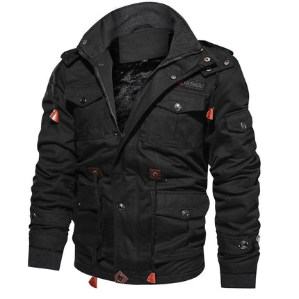 Men’s Casual Ribbed Hem Polyester Jacket – Medium-Length Leisure Outerwear