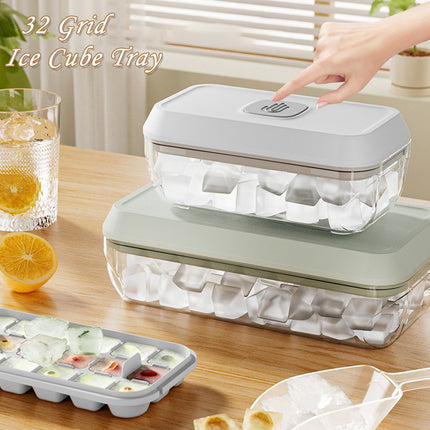 32 Grid Silicone Ice Cube Tray with Lid & Shovel – Easy-Release Ice Maker for Whiskey, Cocktails & Summer Kitchen