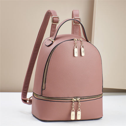 Classic PU Leather Backpack with Stitch Detail