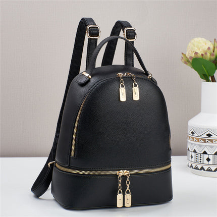 Classic PU Leather Backpack with Stitch Detail
