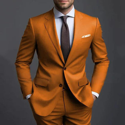 Men’s Slim Fit Two-Piece Suit Set – Jacket & Trousers