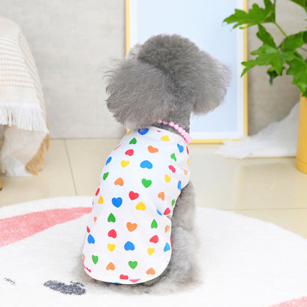 Peach Print Cotton Pet Vest – Soft Leisure Style Dog Clothing (White & Pink Variants)