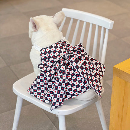 Princess-Style Black and White Checkerboard Skirt for Pets
