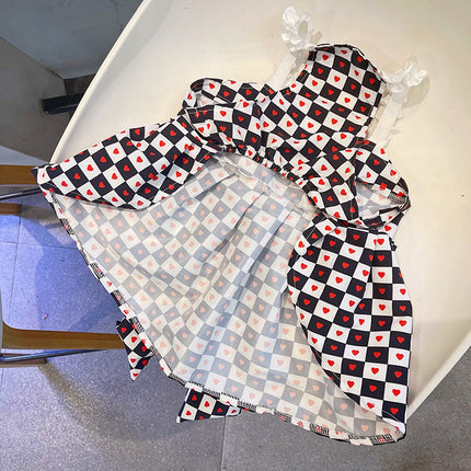 Princess-Style Black and White Checkerboard Skirt for Pets