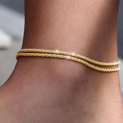 Multi-Layer Titanium Steel Anklet Set – Exaggerated Geometric Style