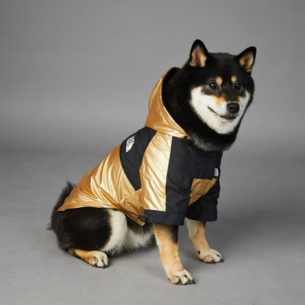Waterproof Dog Raincoat – Golden Polyester Jacket for Small to Large Dogs