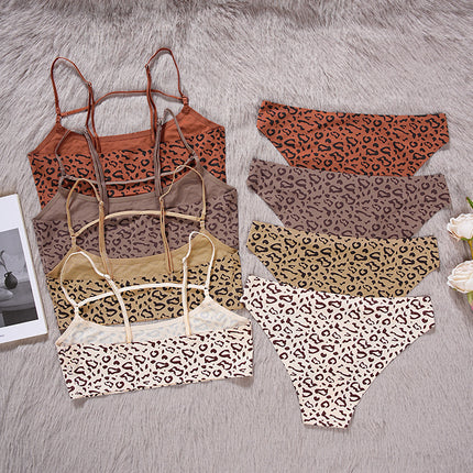 Women’s Sexy Leopard Print Seamless Lingerie Set